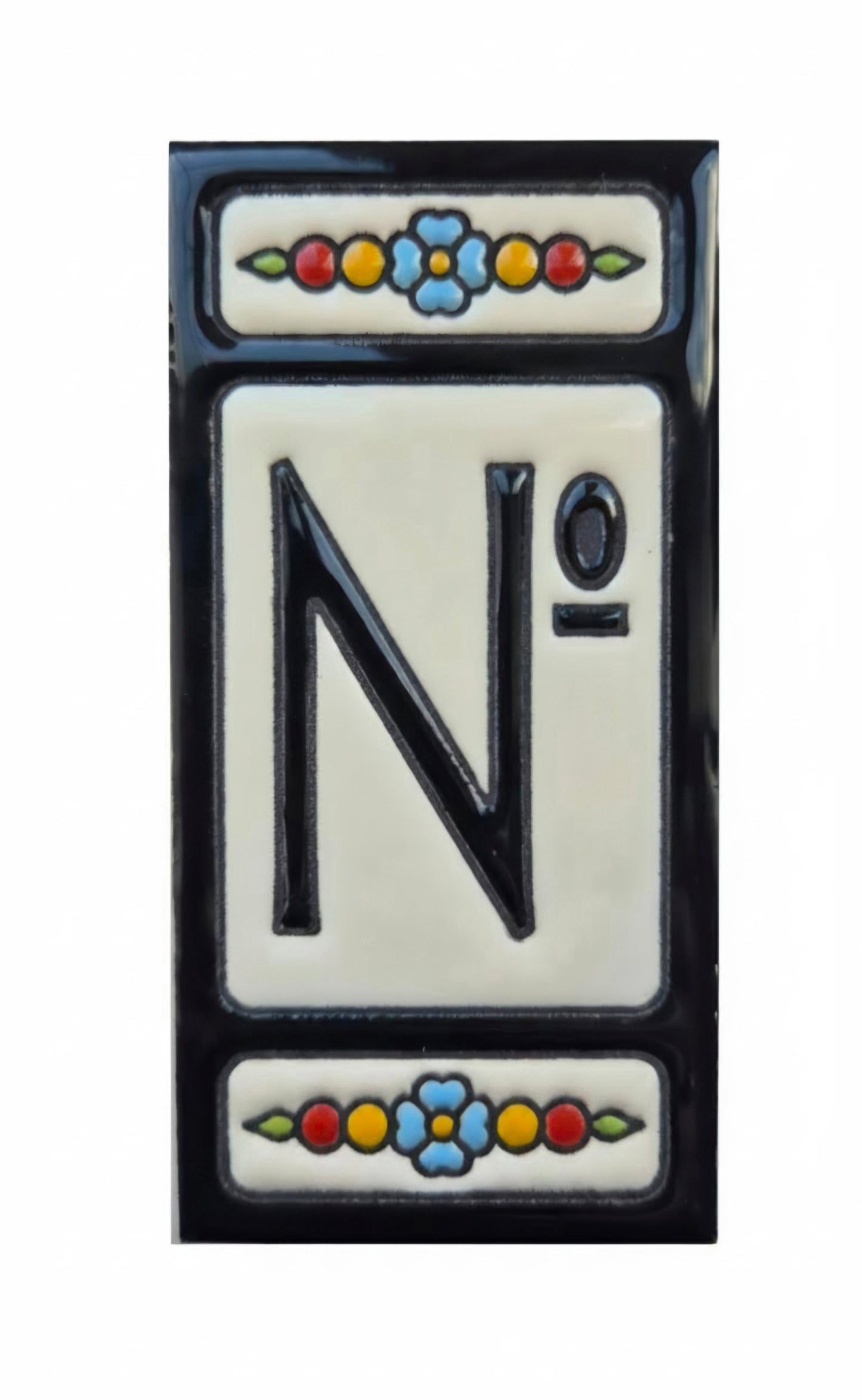 Hand-painted Atalaya M-5 Black Ceramic House Number Tiles 11 x 5.5cm | 2.16 x 4.33 inch