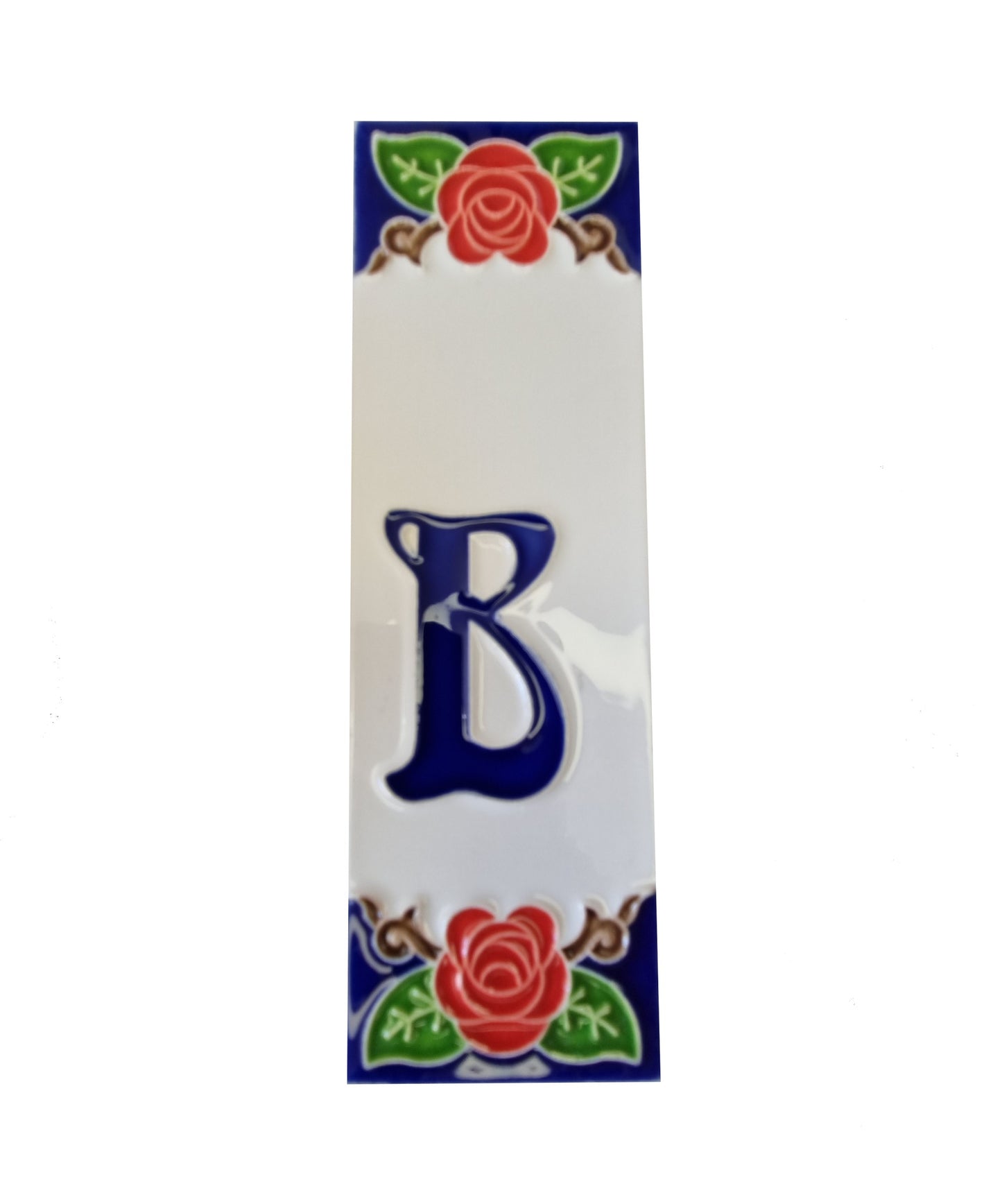 Handmade Italian Red Rose Ceramic House Number Tiles 10 x 3.3 cm