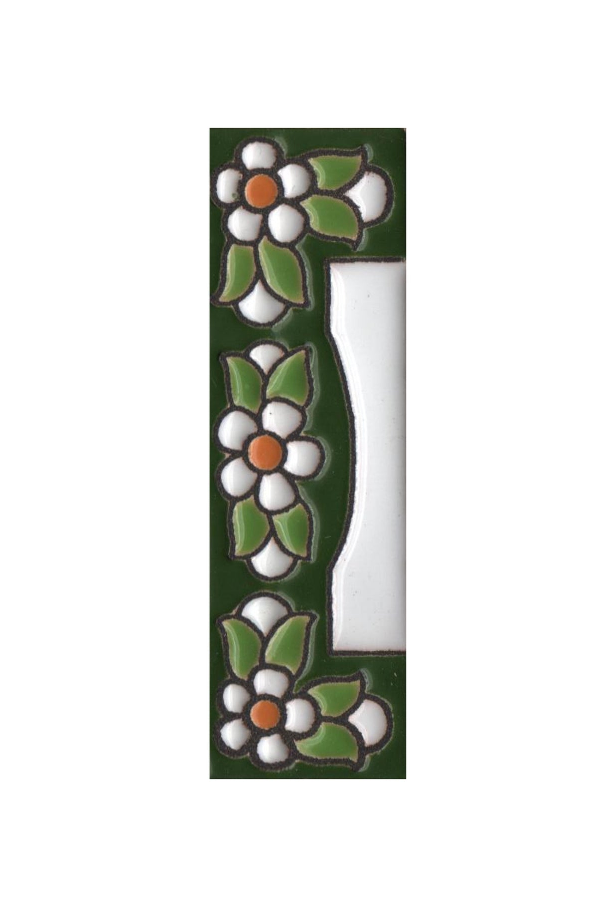 Ceramic Floral Green Mini House Number Tiles 7.5 x 3.5cm