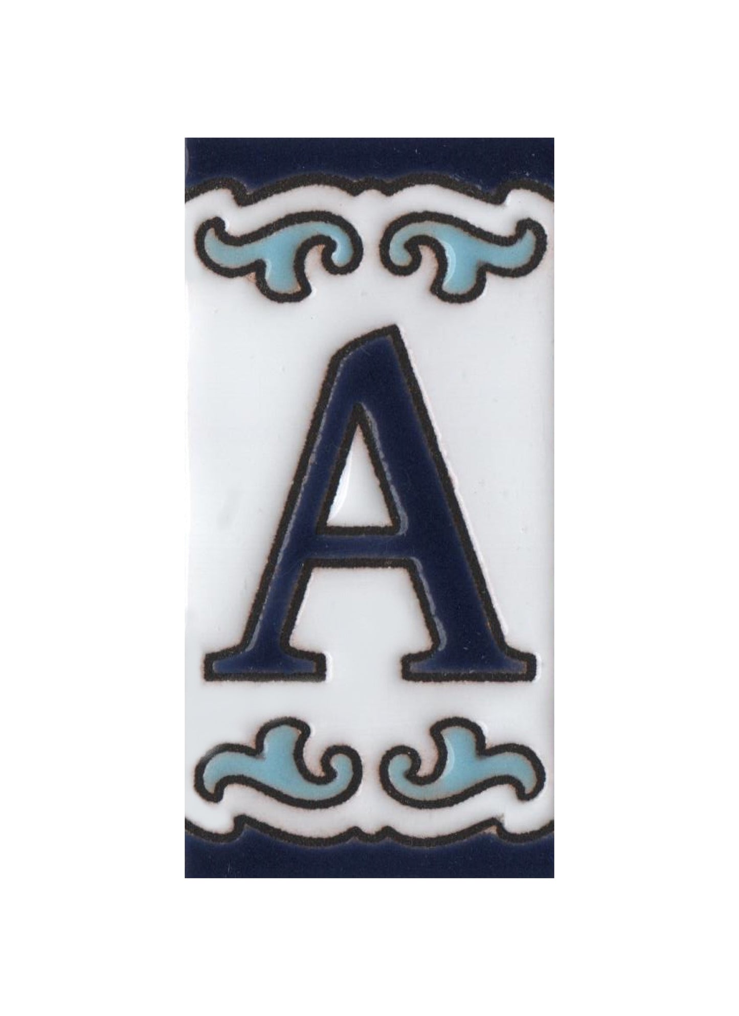 Blue & White Mini-house Ceramic Number Tiles 7.5 x 3.7cm | Optional frames | MD-04