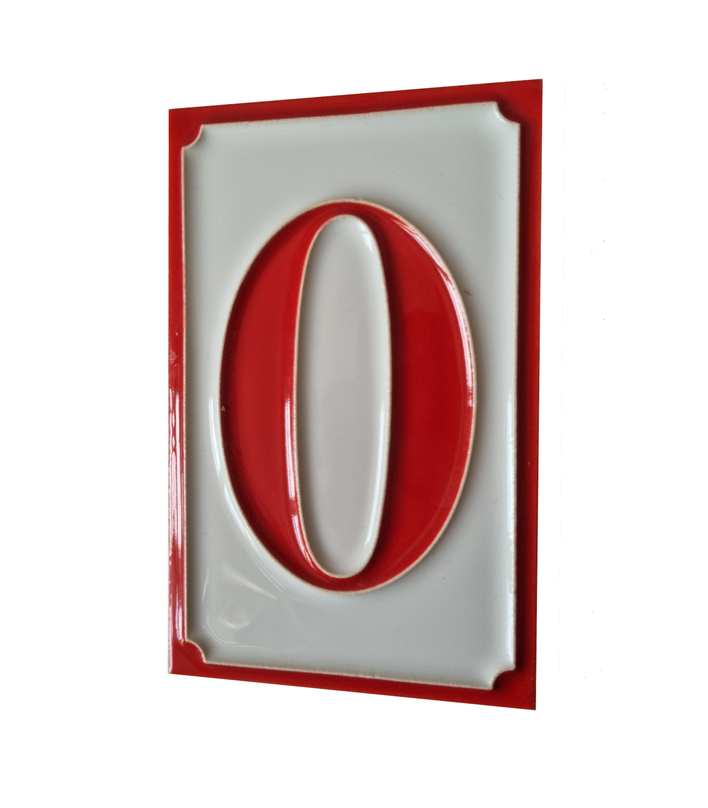 Italian hand-painted red ceramic house number tiles 11 x 7cm optional hardwood frames