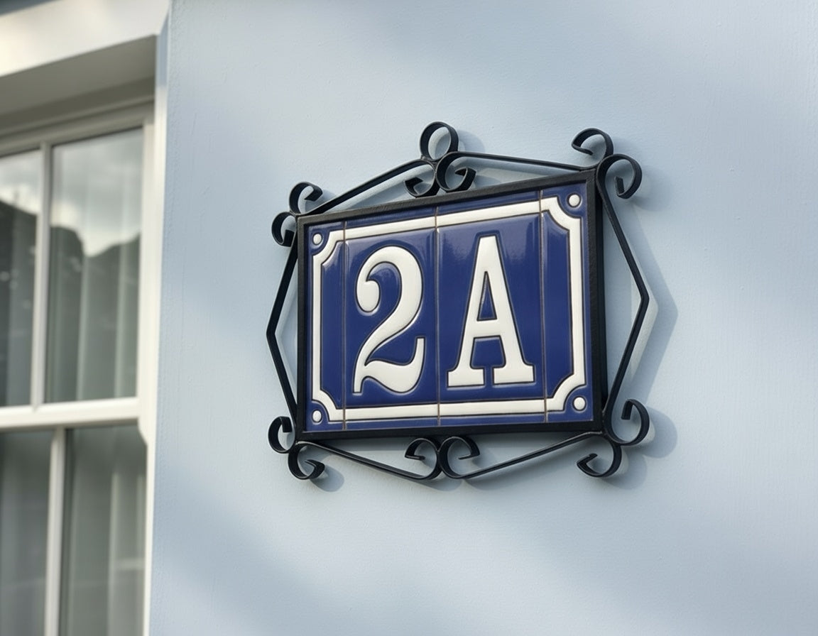 French designed ceramic number tiles 11 x 5.5 cm