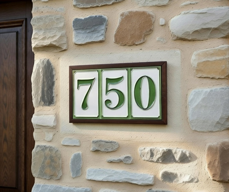 Italian hand-painted simple ceramic number tiles 11 x 7 cm