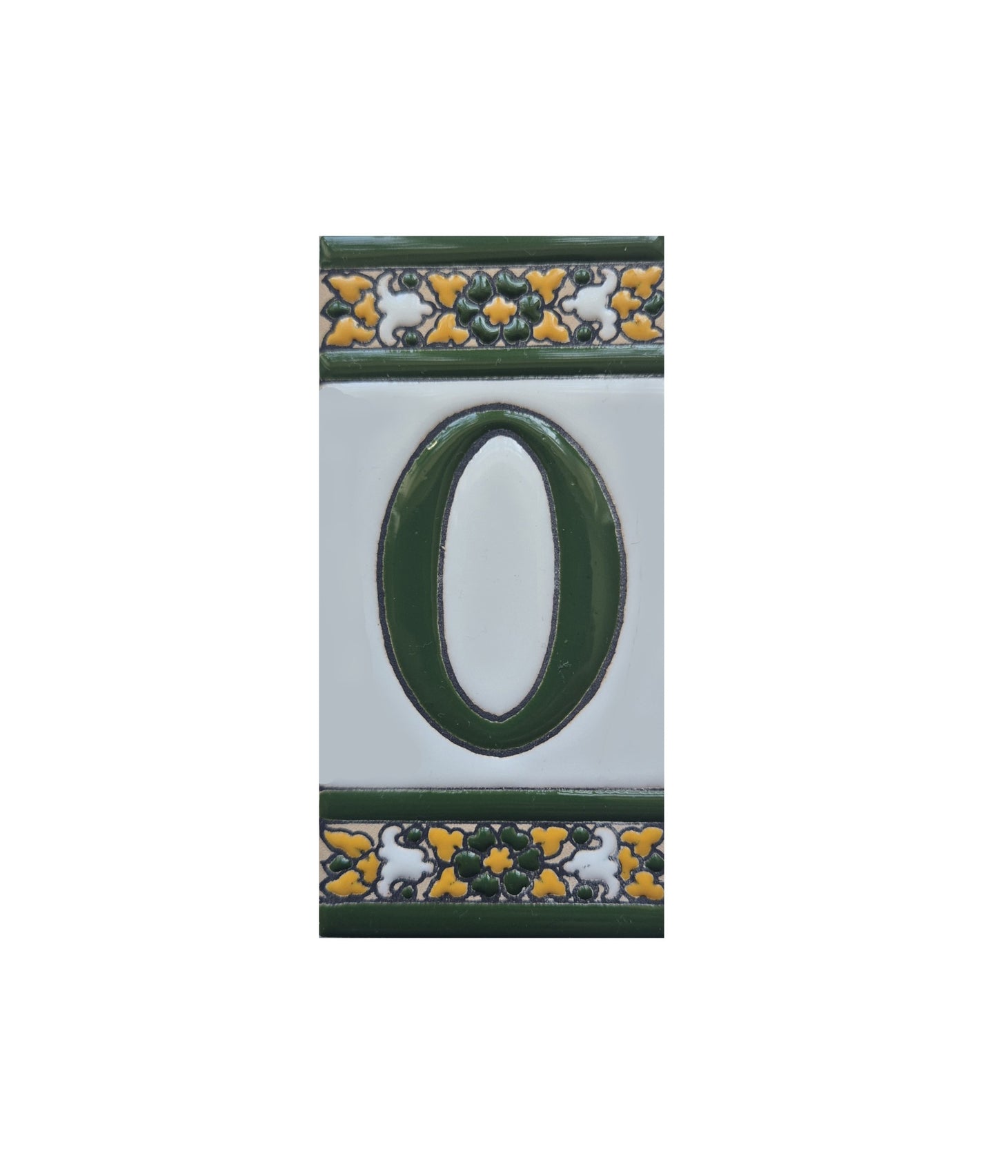 Floral Seville Hand-painted Ceramic Number Tiles 11 x 5.5 cm & Metal Frames