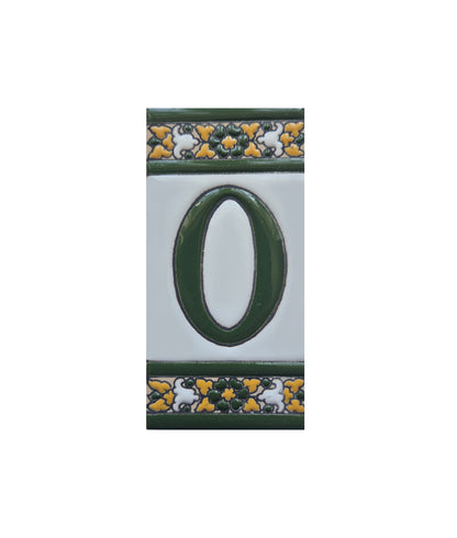 Floral Seville Hand-painted Ceramic Number Tiles 11 x 5.5 cm & Metal Frames