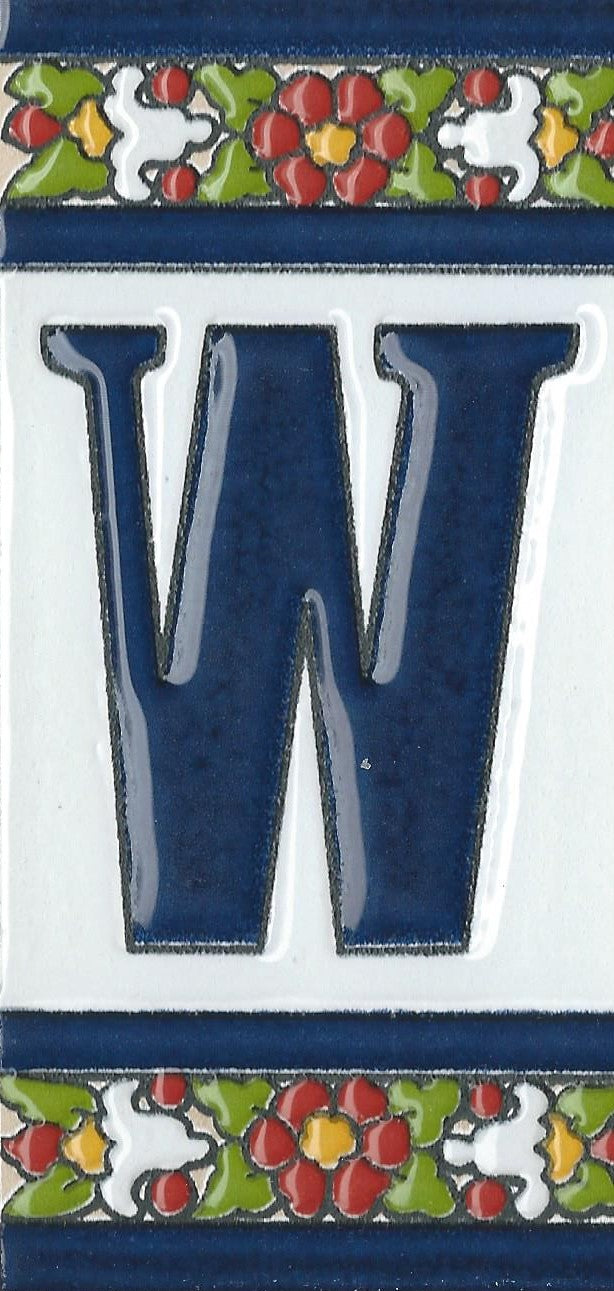 Floral Designed Hand-painted Ceramic Address Number and Letter Tiles 11 x 5.5 cm