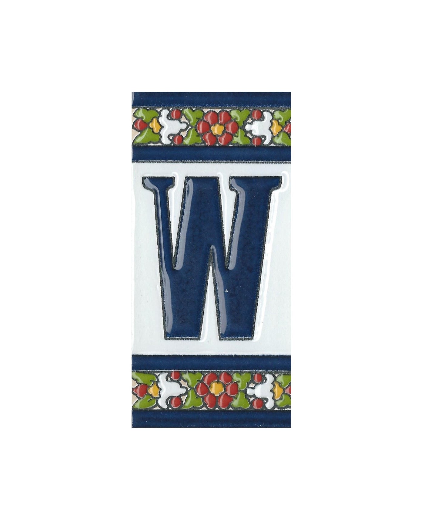 Floral Designed Hand-painted Ceramic House Number Tiles 11 x 5.5 cm