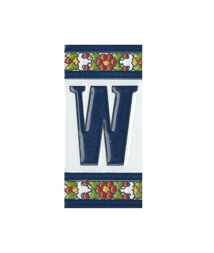 Floral Designed Hand-painted Ceramic House Number Tiles 11 x 5.5 cm
