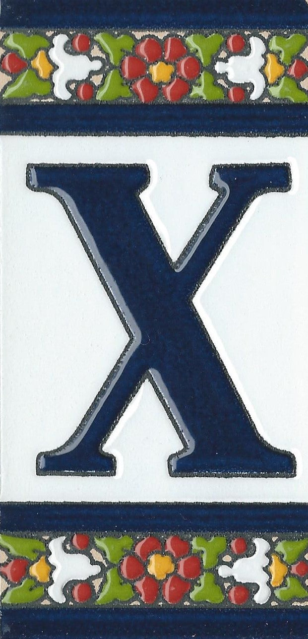 Floral Designed Hand-painted Ceramic Address Number and Letter Tiles 11 x 5.5 cm