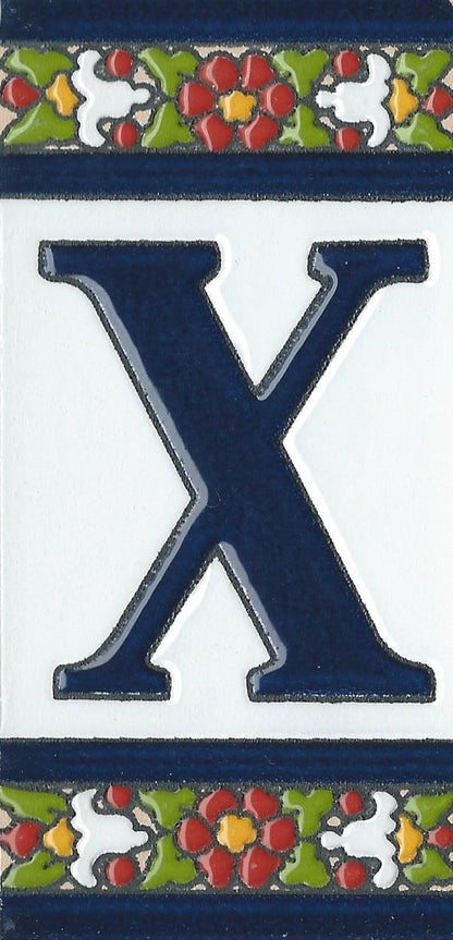 Floral Designed Hand-painted Ceramic Address Number and Letter Tiles 11 x 5.5 cm