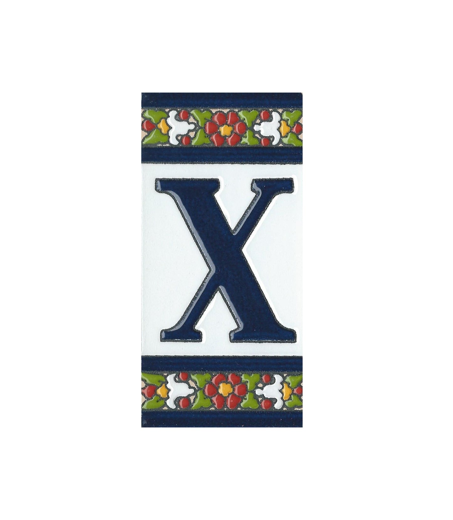 Floral Designed Hand-painted Ceramic House Number Tiles 11 x 5.5 cm