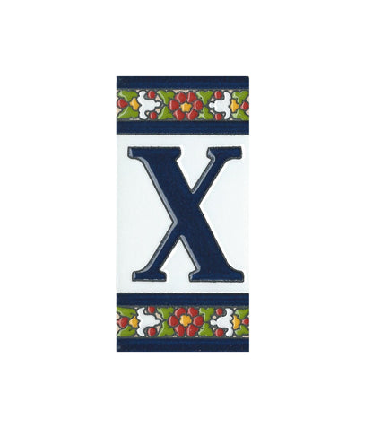 Floral Designed Hand-painted Ceramic House Number Tiles 11 x 5.5 cm