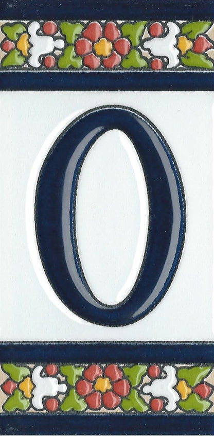 Floral Designed Hand-painted Ceramic Address Number and Letter Tiles 11 x 5.5 cm