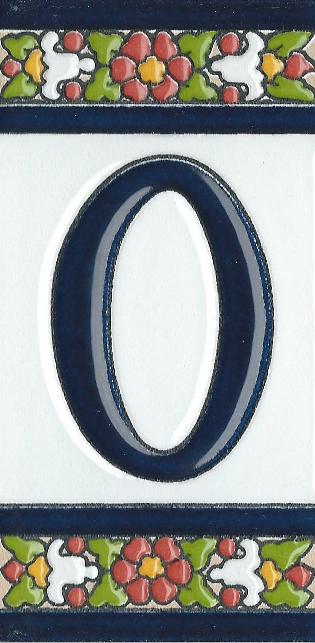 Floral Designed Hand-painted Ceramic Address Number and Letter Tiles 11 x 5.5 cm