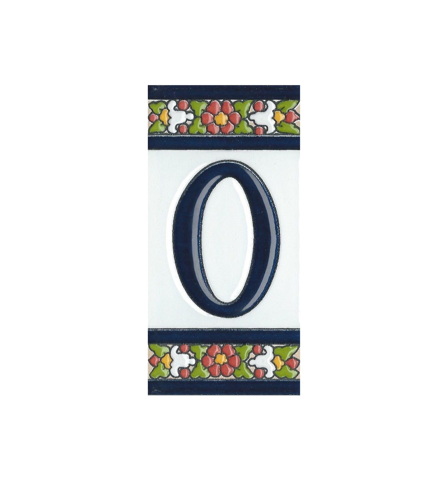 Floral Designed Hand-painted Ceramic House Number Tiles 11 x 5.5 cm