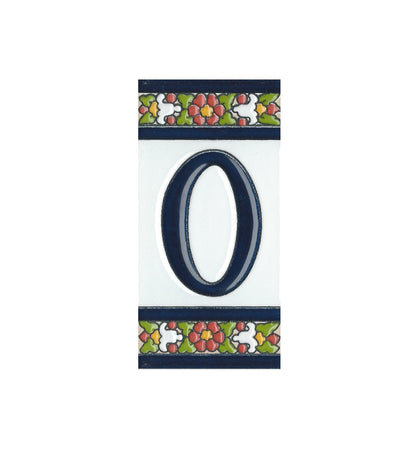 Floral Designed Hand-painted Ceramic House Number Tiles 11 x 5.5 cm