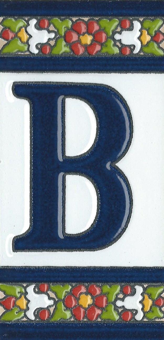 Floral Designed Hand-painted Ceramic Address Number and Letter Tiles 11 x 5.5 cm