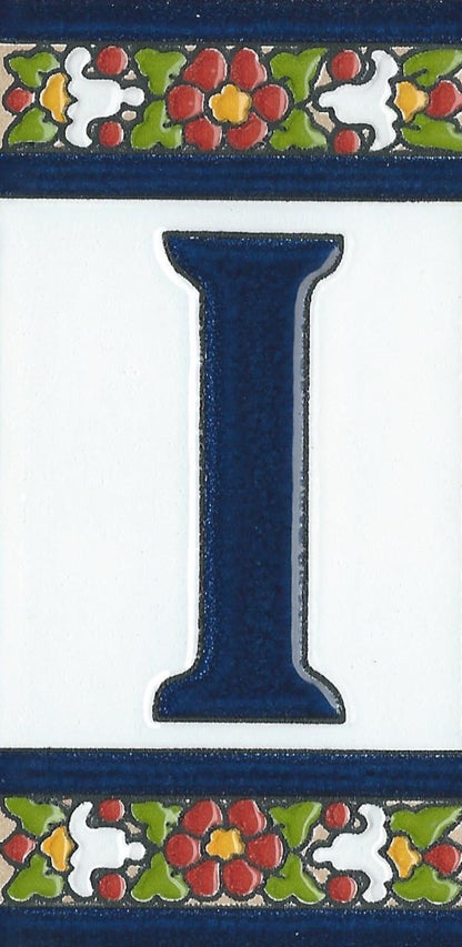 Floral Designed Hand-painted Ceramic Address Number and Letter Tiles 11 x 5.5 cm