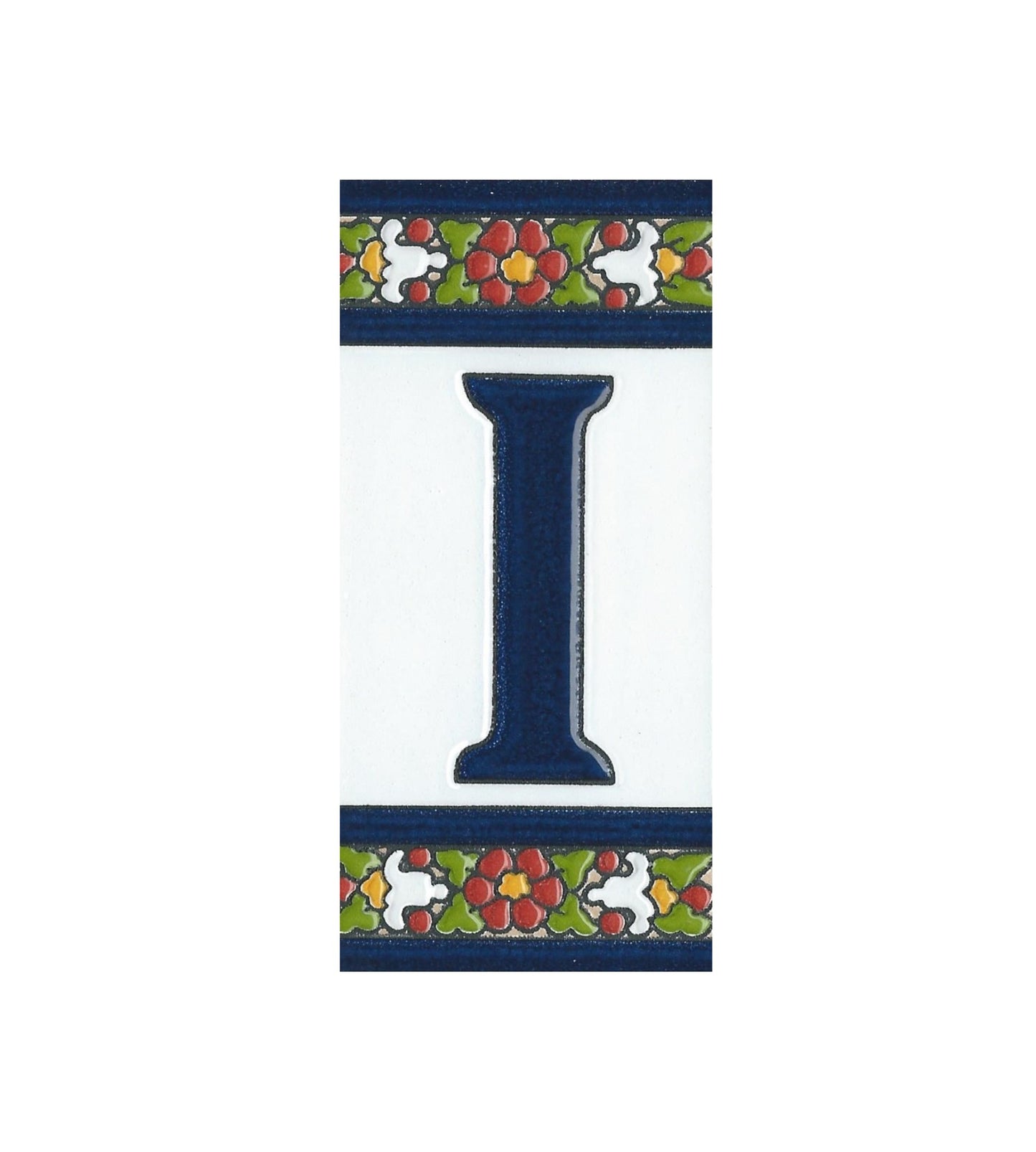 Floral Designed Hand-painted Ceramic House Number Tiles 11 x 5.5 cm