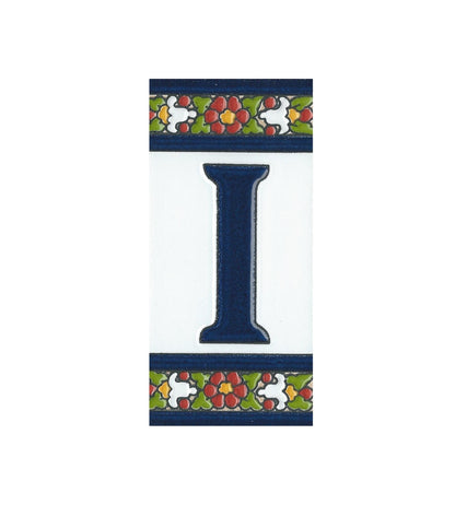 Floral Designed Hand-painted Ceramic House Number Tiles 11 x 5.5 cm
