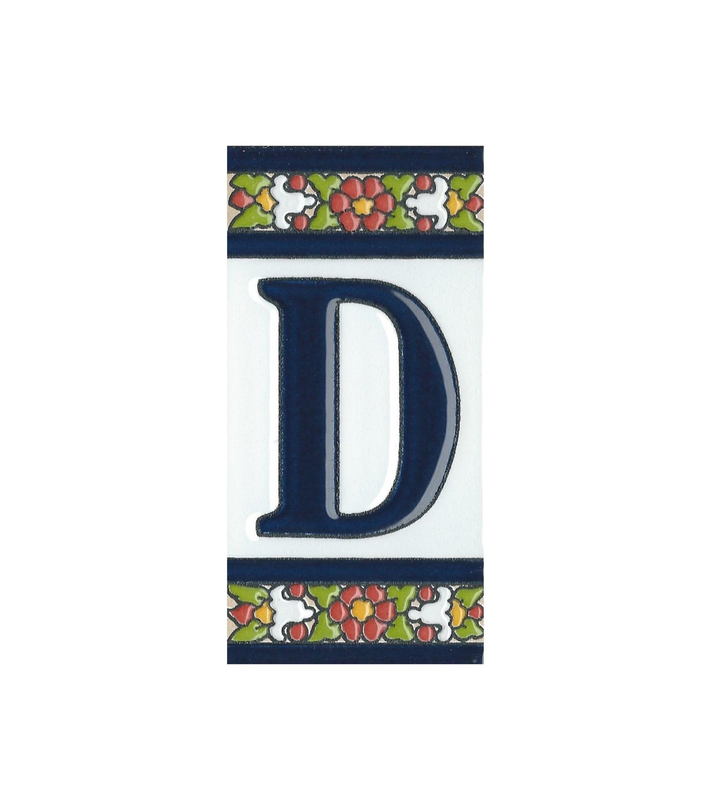 Floral Designed Hand-painted Ceramic House Number Tiles 11 x 5.5 cm
