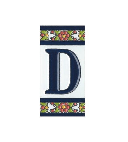 Floral Designed Hand-painted Ceramic House Number Tiles 11 x 5.5 cm