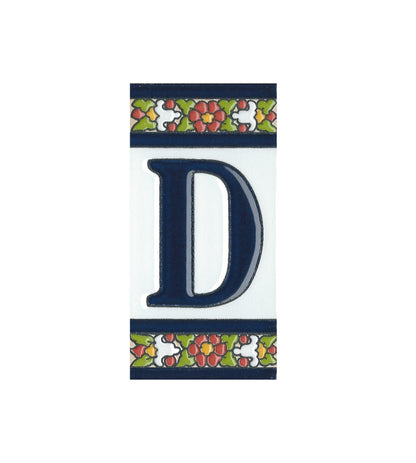 Floral Designed Hand-painted Ceramic House Number Tiles 11 x 5.5 cm