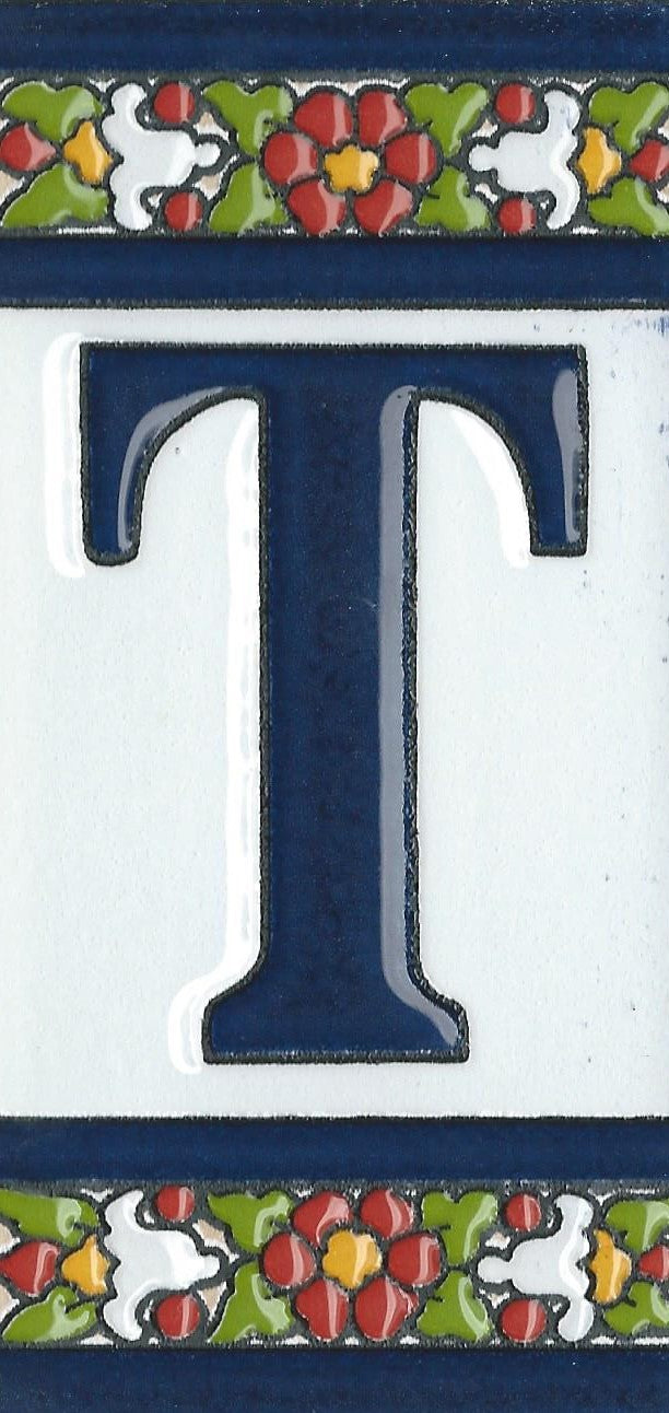 Floral Designed Hand-painted Ceramic Address Number and Letter Tiles 11 x 5.5 cm