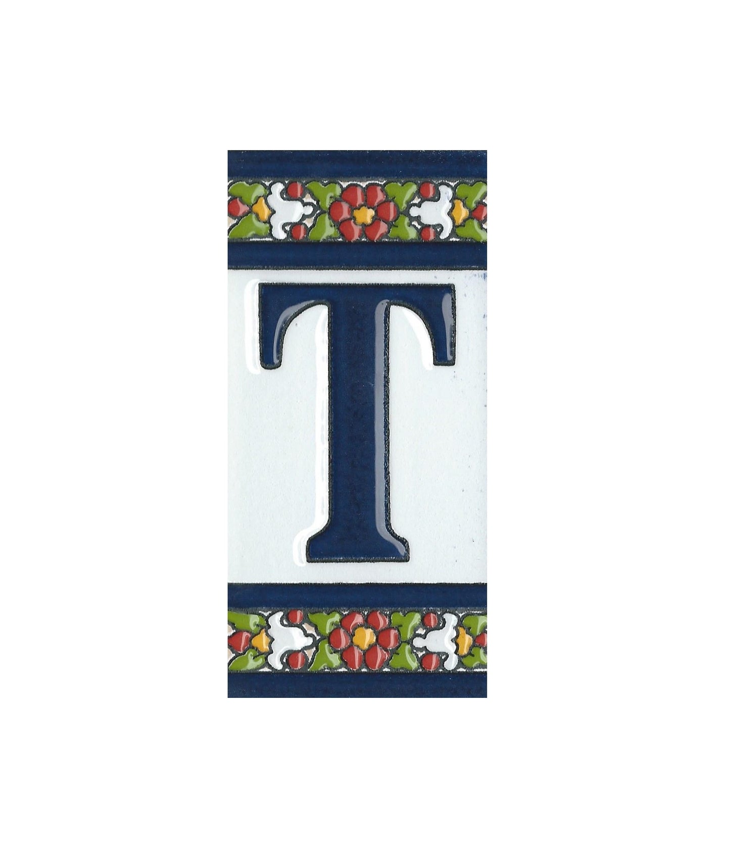 Floral Designed Hand-painted Ceramic House Number Tiles 11 x 5.5 cm