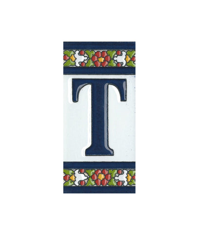 Floral Designed Hand-painted Ceramic House Number Tiles 11 x 5.5 cm