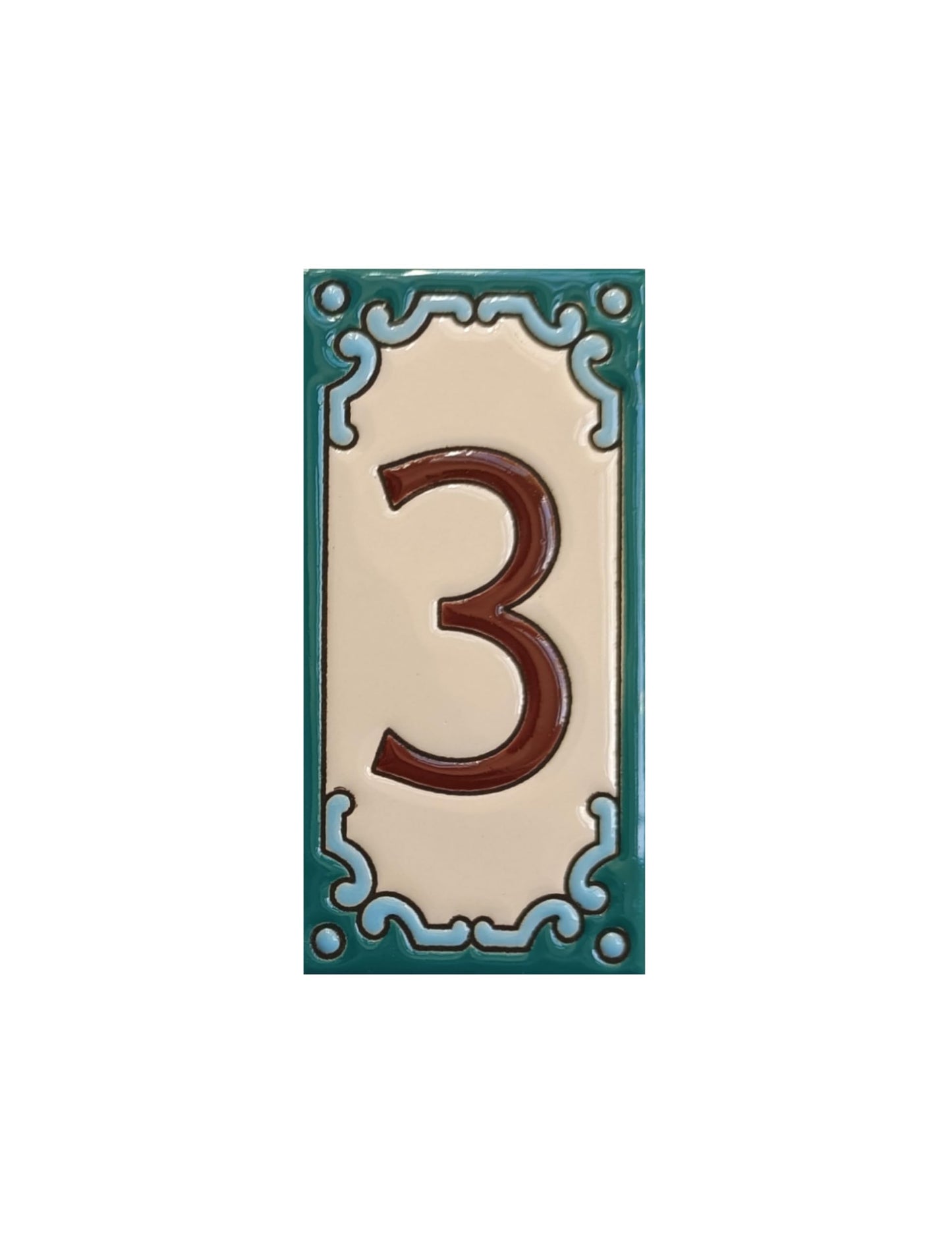 Hand-Painted Ceramic House Number Tiles 11 x 5.5 cm | Jacho M-13