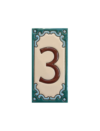 Hand-Painted Ceramic House Number Tiles 11 x 5.5 cm | Jacho M-13