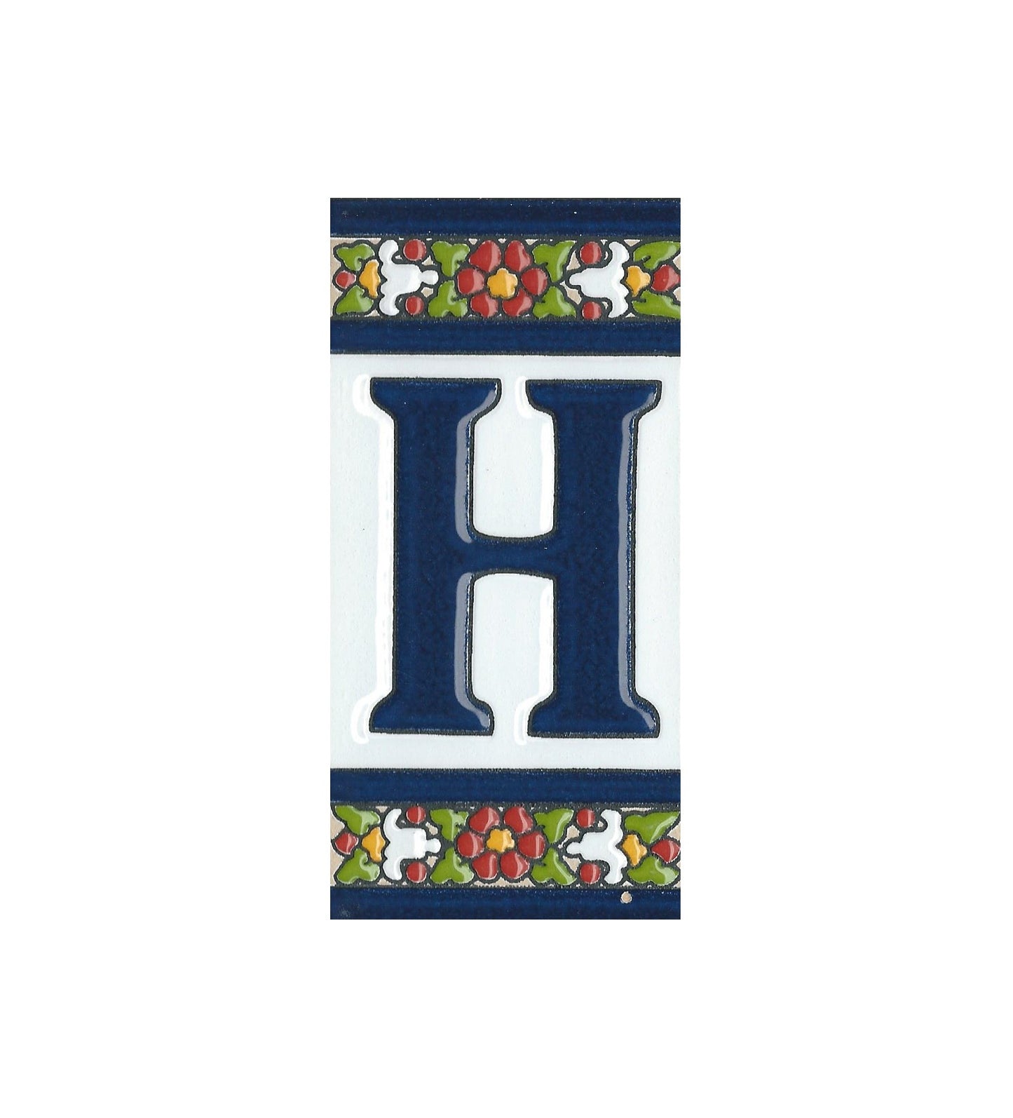 Floral Designed Hand-painted Ceramic House Number Tiles 11 x 5.5 cm