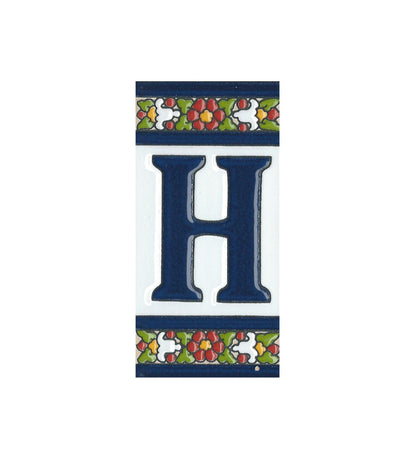 Floral Designed Hand-painted Ceramic House Number Tiles 11 x 5.5 cm