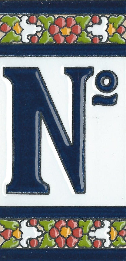 Floral Designed Hand-painted Ceramic Address Number and Letter Tiles 11 x 5.5 cm