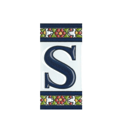 Floral Designed Hand-painted Ceramic House Number Tiles 11 x 5.5 cm