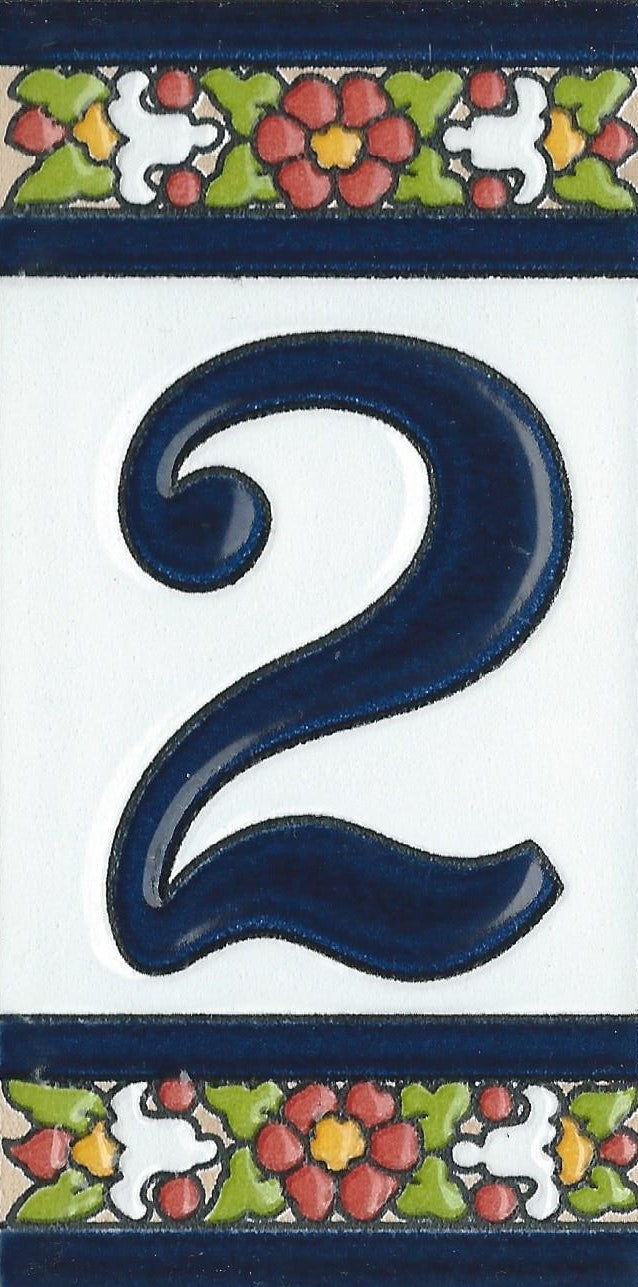 Floral Designed Hand-painted Ceramic Address Number and Letter Tiles 11 x 5.5 cm