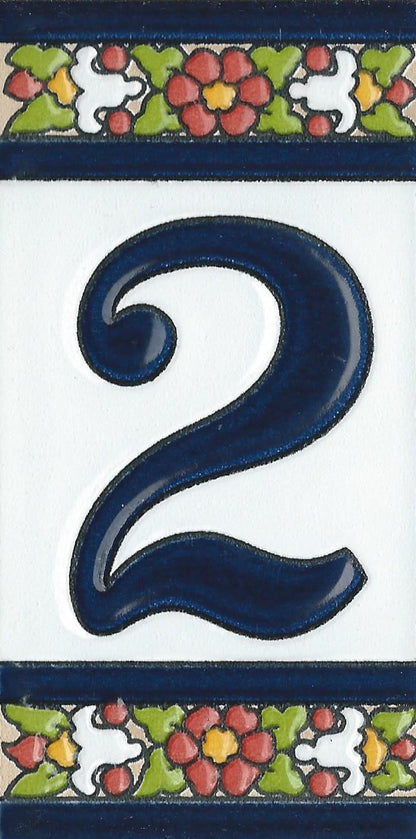 Floral Designed Hand-painted Ceramic Address Number and Letter Tiles 11 x 5.5 cm