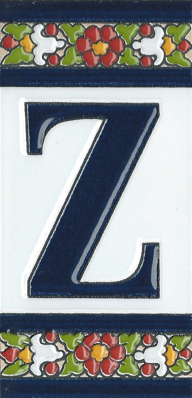 Floral Designed Hand-painted Ceramic Address Number and Letter Tiles 11 x 5.5 cm