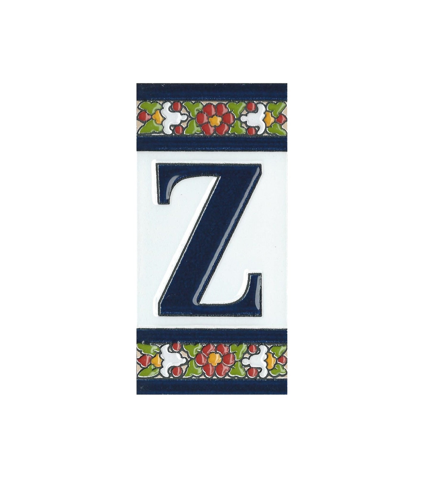 Floral Designed Hand-painted Ceramic House Number Tiles 11 x 5.5 cm