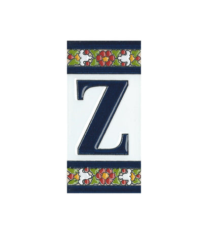 Floral Designed Hand-painted Ceramic House Number Tiles 11 x 5.5 cm