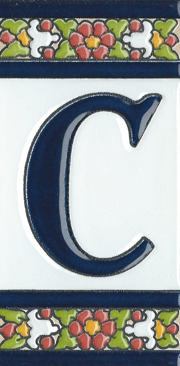 Floral Designed Hand-painted Ceramic Address Number and Letter Tiles 11 x 5.5 cm