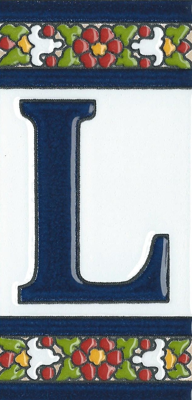 Floral Designed Hand-painted Ceramic Address Number and Letter Tiles 11 x 5.5 cm