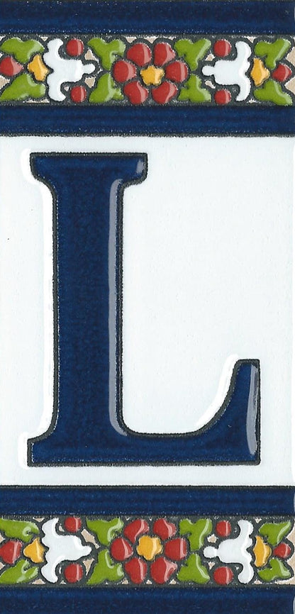 Floral Designed Hand-painted Ceramic Address Number and Letter Tiles 11 x 5.5 cm