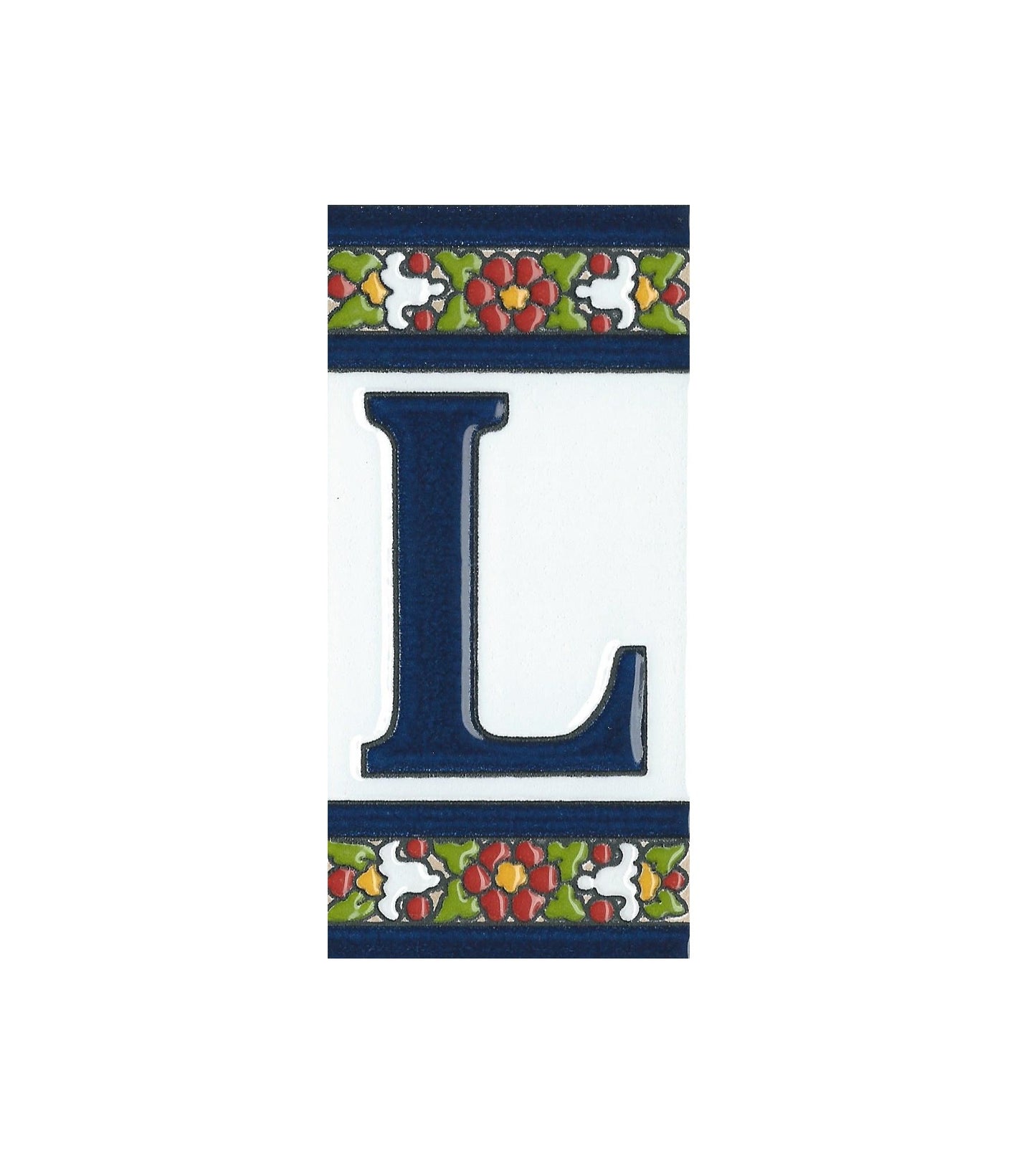 Floral Designed Hand-painted Ceramic House Number Tiles 11 x 5.5 cm
