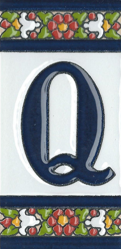 Floral Designed Hand-painted Ceramic Address Number and Letter Tiles 11 x 5.5 cm