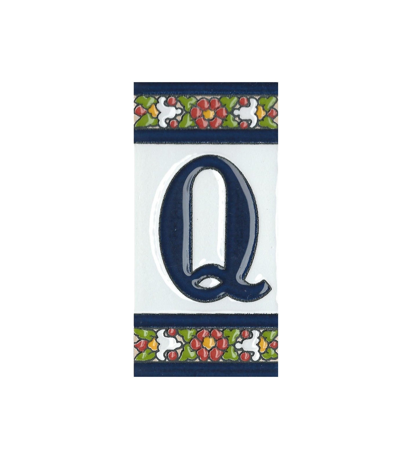 Floral Designed Hand-painted Ceramic House Number Tiles 11 x 5.5 cm