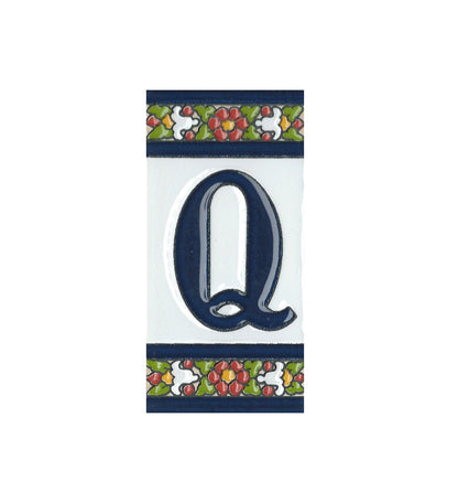 Floral Designed Hand-painted Ceramic House Number Tiles 11 x 5.5 cm