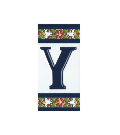 Floral Designed Hand-painted Ceramic House Number Tiles 11 x 5.5 cm