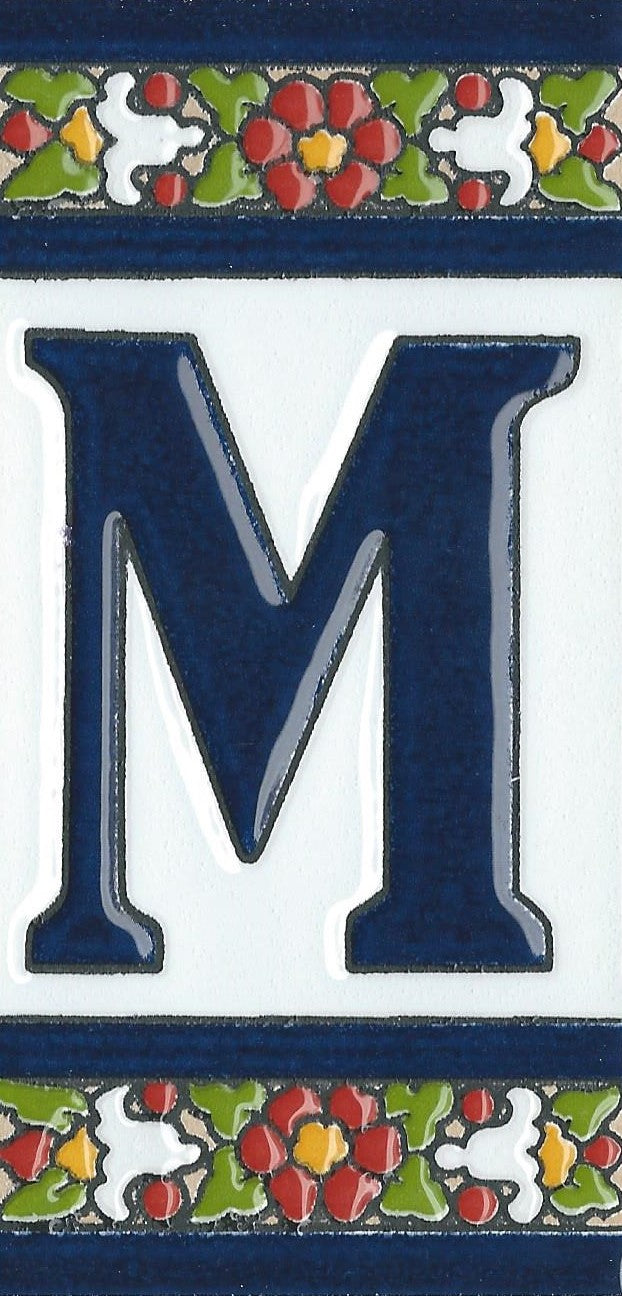 Floral Designed Hand-painted Ceramic Address Number and Letter Tiles 11 x 5.5 cm